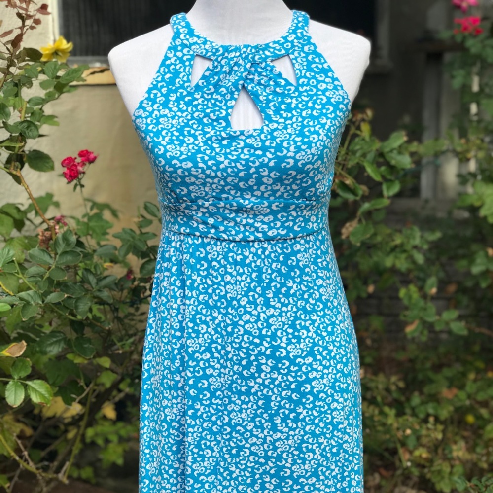 Loft High Neck Keyhole Halter Dress